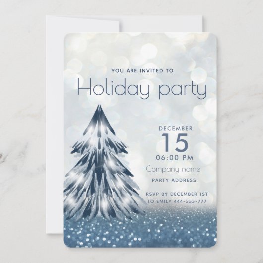 Waterverf kerstboom bokeh vakantie bedrijf kaart (Voorkant)