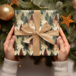 Waterverf kerstboom bos dennenboom cadeaupapier