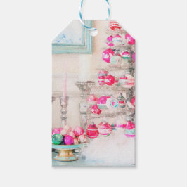 Waterverf  kerstboom cadeaulabel