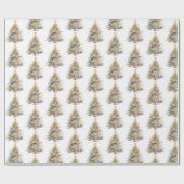 Waterverf kerstboom cadeaupapier (Vlak)