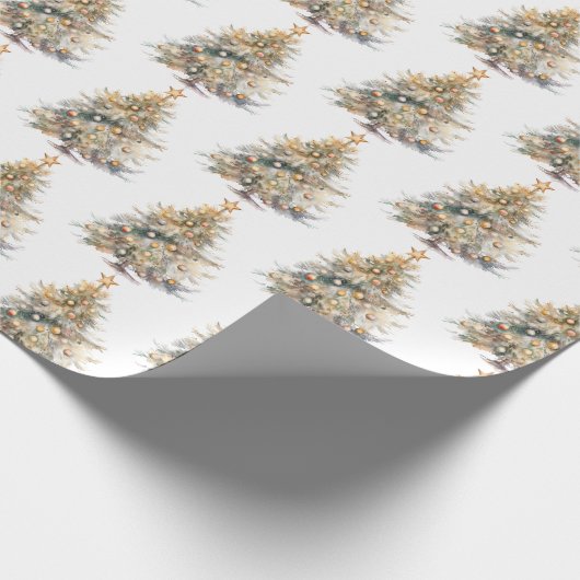 Waterverf kerstboom cadeaupapier (Hoek)