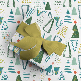 Waterverf kerstboom cadeaupapier