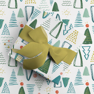 Waterverf kerstboom cadeaupapier