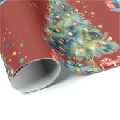 Waterverf kerstboom cadeaupapier (Rol Hoek)