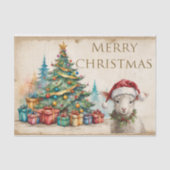 Waterverf Kerstboom & Cadeaus Vrolijk Kerstfeest Tissuepapier (Voorkant)