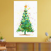 Waterverf kerstboom canvas afdruk (Insitu (Woonkamer))