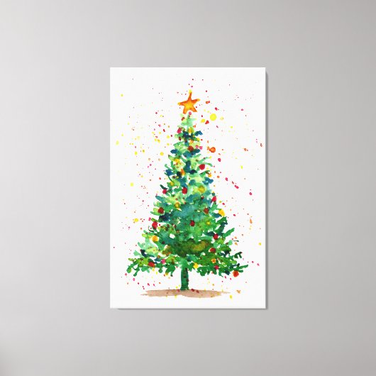 Waterverf kerstboom canvas afdruk (Voorkant)