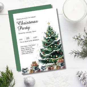 Waterverf kerstboom Corporate Holiday Party Kaart