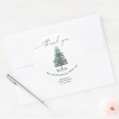 Waterverf kerstboom Dank u Ronde Sticker (Envelop)
