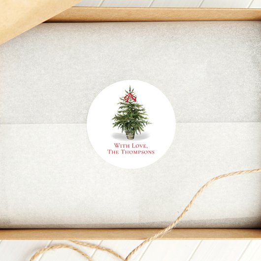 Waterverf Kerstboom Eenvoudig Aangepast Ronde Sticker