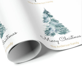 Waterverf kerstboom elegant cadeaupapier