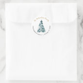 Waterverf kerstboom elegant retouradres ronde sticker (Tas)