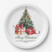 Waterverf Kerstboom Elegant Script Papieren Bordje (Voorkant)