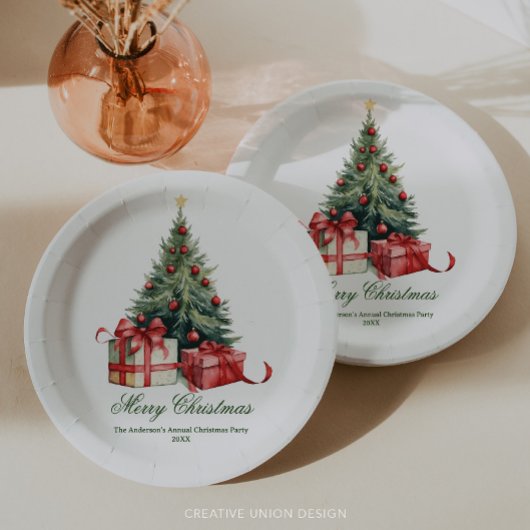 Waterverf Kerstboom Elegant Script Papieren Bordje