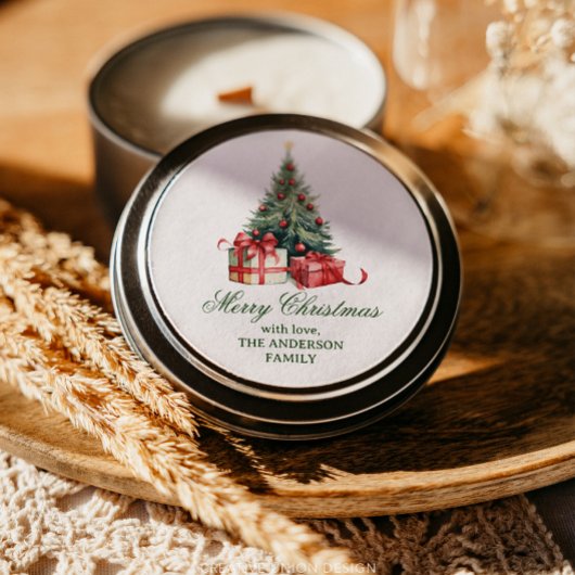 Waterverf Kerstboom Elegant Script Ronde Sticker