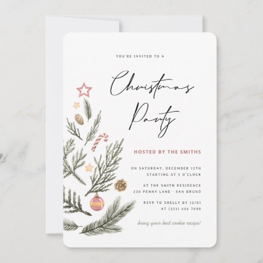 Waterverf kerstboom Elegant vakantiefeest Kaart (Voorkant)