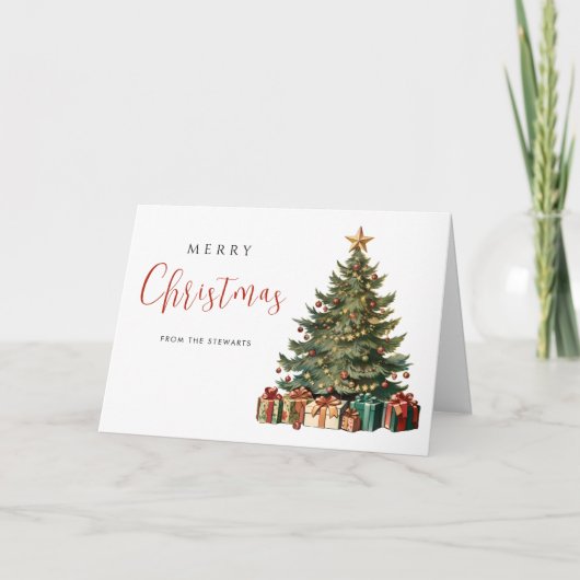  Waterverf Kerstboom Elegante vakantie Kaart (Voorkant)