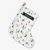 Waterverf kerstboom en cadeaudoos op maat  grote kerstsok (Voorkant (Hangend))