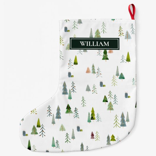 Waterverf kerstboom en cadeaudoos op maat  grote kerstsok (Achterkant)