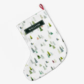 Waterverf kerstboom en cadeaudoos op maat  grote kerstsok (Achterkant (Hangend))