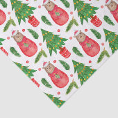 Waterverf kerstboom en teddybeer tissuepapier (Detail)