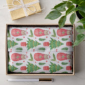 Waterverf kerstboom en teddybeer tissuepapier (Geschenk)