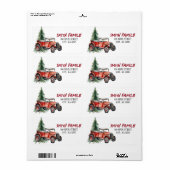 Waterverf Kerstboom en  Vrachtwagen Etiket (Full Sheet)