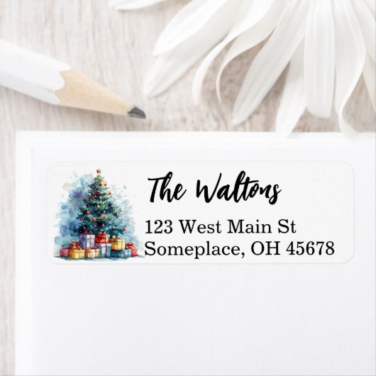 Waterverf kerstboom etiket (Insitu)