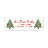 Waterverf kerstboom etiket (Voorkant)