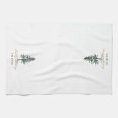 Waterverf kerstboom familienaam theedoek (Horizontaal)