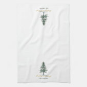 Waterverf kerstboom familienaam theedoek (Verticaal)