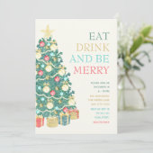 Waterverf kerstboom feest kaart (Staand voorkant)