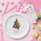 Waterverf kerstboom feest papieren bordje (Feest)