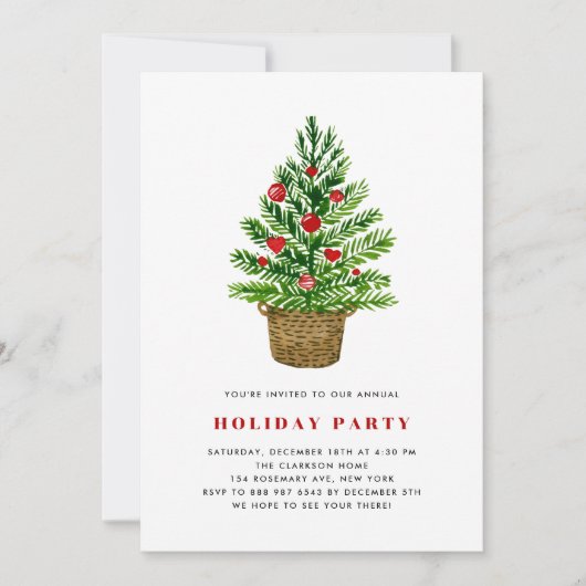 Waterverf kerstboom feestdag kaart (Voorkant)