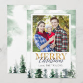 Waterverf kerstboom feestdagenkaart (Voorkant / Achterkant)