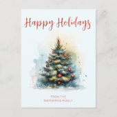 Waterverf kerstboom feestdagenkaart (Voorkant)