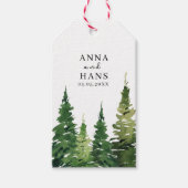 Waterverf kerstboom feestelijke bruiloft cadeaulabel (Voorkant)