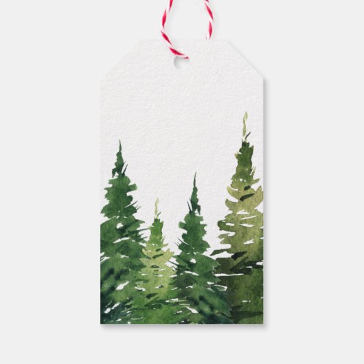 Waterverf kerstboom feestelijke bruiloft cadeaulabel (Achterkant)