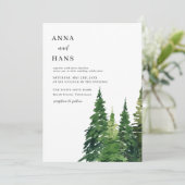 Waterverf kerstboom feestelijke bruiloft kaart (Staand voorkant)