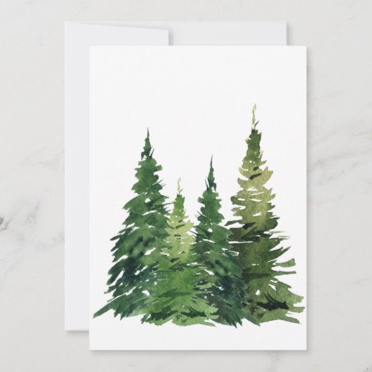 Waterverf kerstboom feestelijke bruiloft kaart (Achterkant)