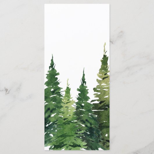 Waterverf kerstboom feestelijke bruiloft menu (Achterkant)