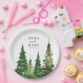 Waterverf kerstboom feestelijke bruiloft papieren bordje (Feest)