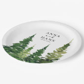 Waterverf kerstboom feestelijke bruiloft papieren bordje (Gekanteld)