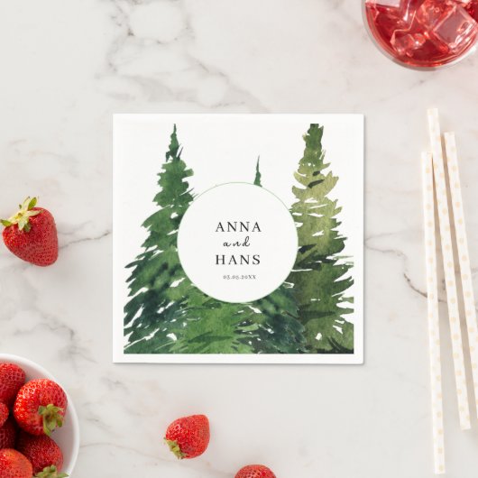 Waterverf kerstboom feestelijke bruiloft servet (Insitu)