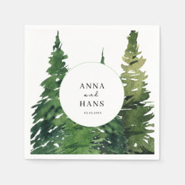 Waterverf kerstboom feestelijke bruiloft servet