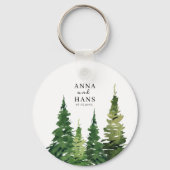 Waterverf kerstboom feestelijke bruiloft sleutelhanger (Voorkant)