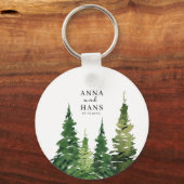 Waterverf kerstboom feestelijke bruiloft sleutelhanger (Voorkant)