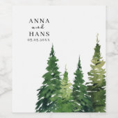 Waterverf kerstboom feestelijke bruiloft wijn etiket (Enkel label)