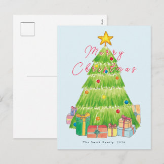Waterverf Kerstboom Festive Vakantie Feestdagenkaart