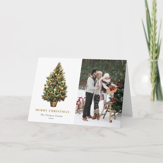  Waterverf kerstboom foto Feestdagen Kaart (Voorkant)